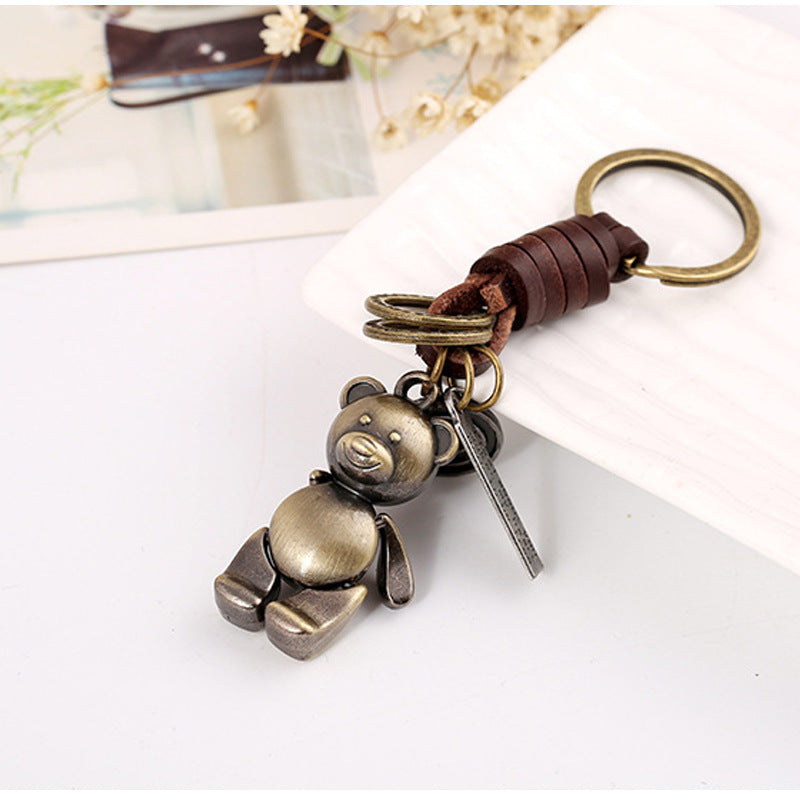 Wholesale Vintage Woven Cowhide Leather Keychains